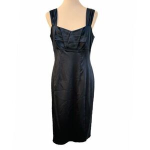 Calvin Klein Party Dress Size 10 Black Satin Sheath Sleeveless Bodycon